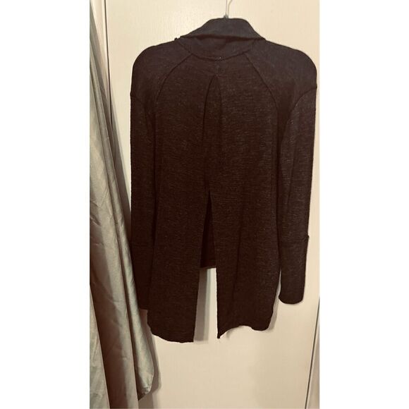 We The Free People Gray Waffle Knit Split Back Turtleneck Long Sleeve Oversized - Picture 7 of 10